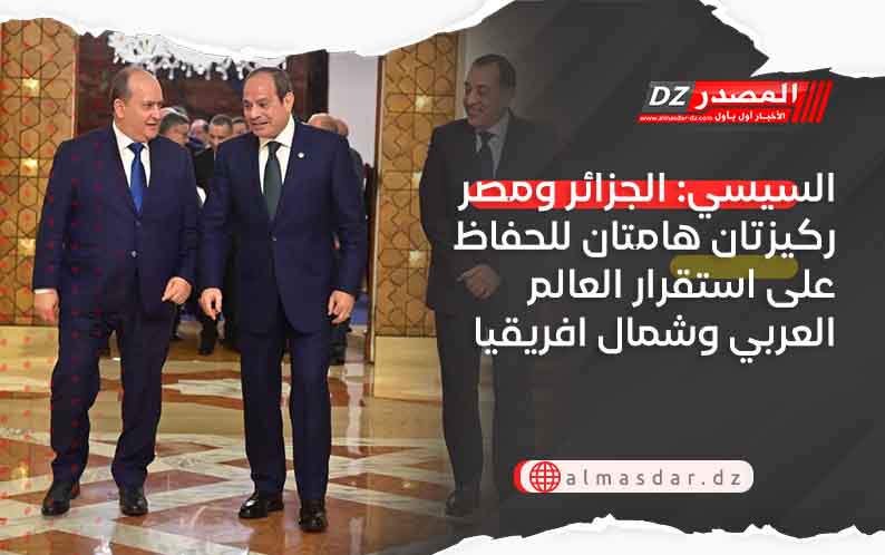 السيسي: الجزائر ومصر ركيزتان هامتان للحفاظ على استقرار العالم العربي وشمال افريقيا