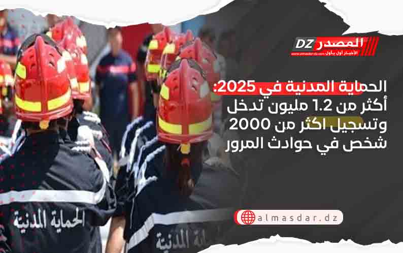 الحماية المدنية في 2025: أكثر من 1.2 مليون تدخل وتسجيل اكثر من 2000 شخص في حوادث المرور