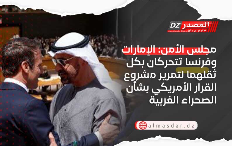 مجلس الأمن: الإمارات وفرنسا تتحركان بكل ثقلهما لتمرير مشروع القرار الأمريكي بشأن الصحراء الغربية