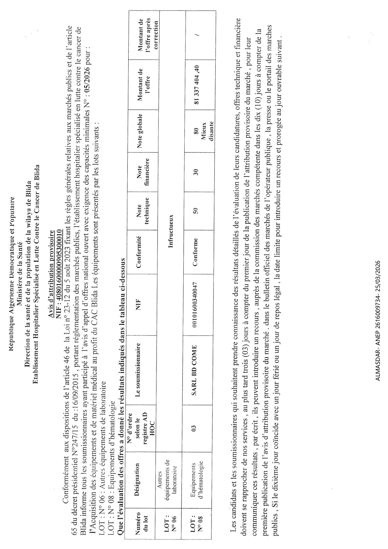 */*/*avis d'attribution provisoire */*/