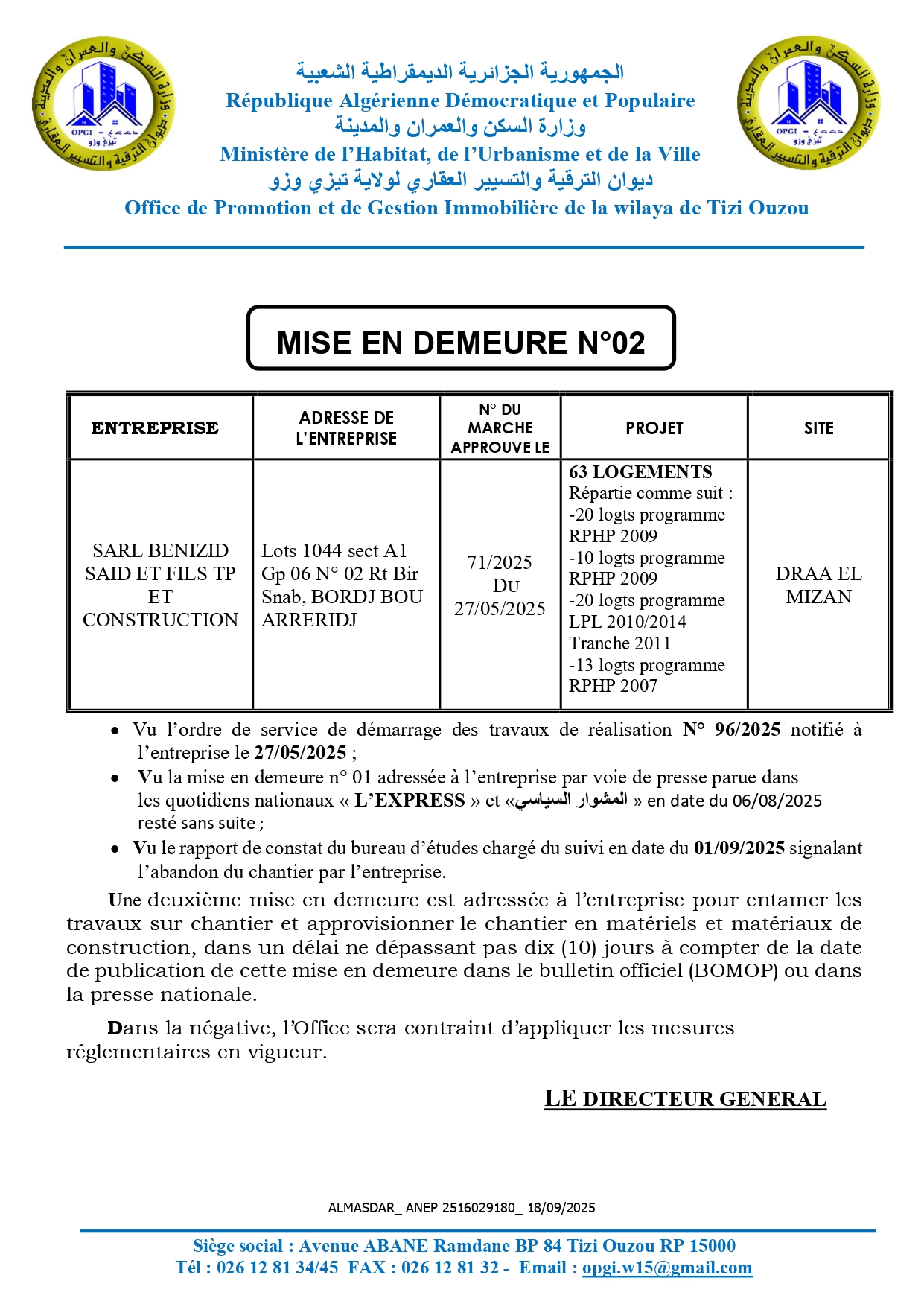 MISE EN DEMEURE N02
